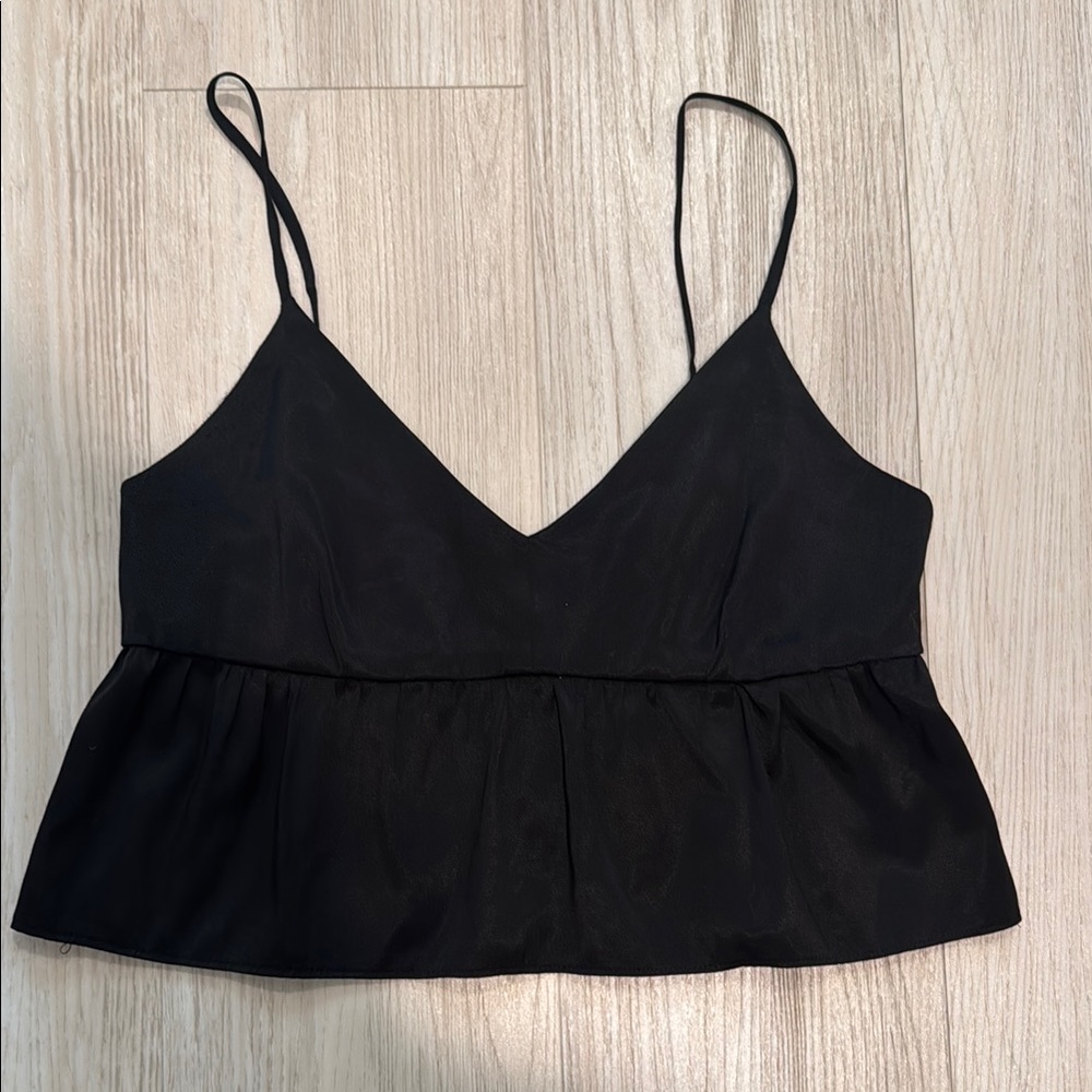 Wayf Black Crop Camisole Spaghetti Straps